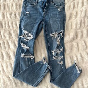 6R American Eagle Outfitters Ripped Blue Jeggings